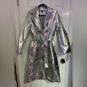 Brand New. Never worn. NWT Boston Proper Silver Metallic Trench Coat